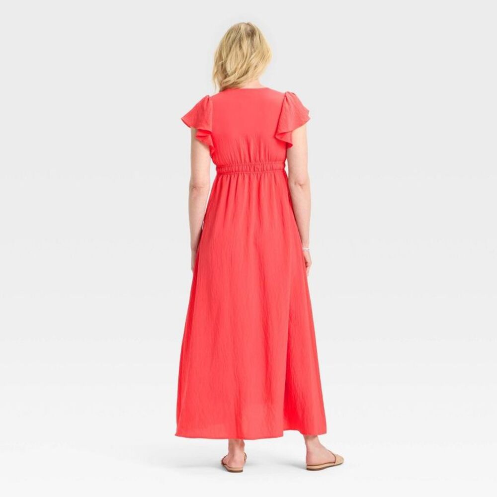A New Day - Women's Flutter Short Sleeve Maxi A-Line Dress - A Coral - Picture 2 of 3